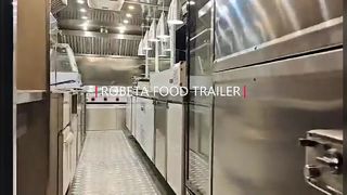 Remolques de comida para barbacoa, camión de comida cuadrado totalmente equipado para gofres y pizza con carros de vendedor de comida para baño