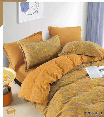 Estilo europeo Jacquard ropa de cama de color algodón lavado Set de colcha de cojín cubierta de edredón estuche de montaje de la hoja