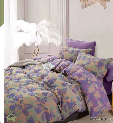 Color verde púrpura y beige que coincide con el de la cama de algodón suave lavado tamaño personalizado