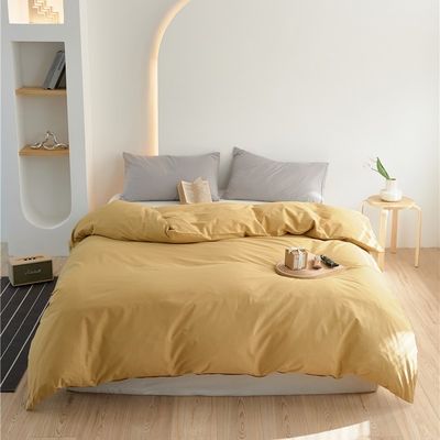 Amarillo 100% de algodón cubierta de edredón ropa de cama conjunto de almohada estuche de acolchado