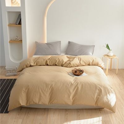 Color marrón claro 100% de algodón puro cubierta de colchoneta Set de ropa de cama Comodadores Tamaño personalizado