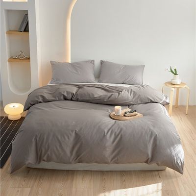 Color gris claro 100% de algodón puro de grapa larga cubierta de colchoneta ropa de cama conjunto ropa de cama