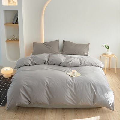 Color gris claro 100% de algodón cubierta de colchoneta Set de ropa de cama Tejido de cama