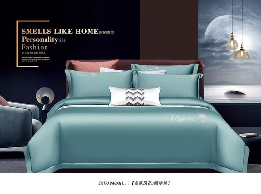 Color azul claro de algodón egipcio para el hogar, ropa de cama textil, tamaño personalizado