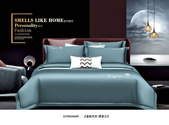 Cotton egipcio de color sólido bordado cubierta de edredón ropa de cama conjuntos de hogar textil