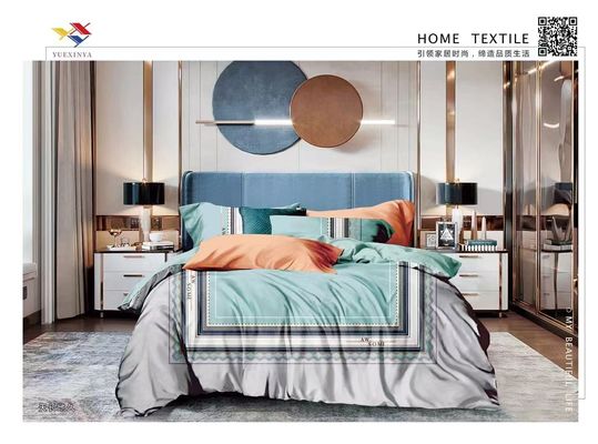 Diseño de marca 100% de algodón de grapa larga Impresión reactiva personalizar Set de ropa de cama de cubierta de edredón