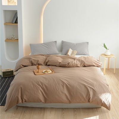 Color beige sólido 100% de algodón natural cubierta de colchoneta ropa de cama conjunto de sábanas de cama tamaño personalizado
