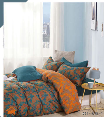 Color naranja Cyan Jacquard 100% de algodón ropa de cama conjunto de tamaño cortado