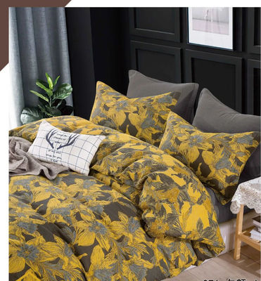 Color amarillo gris Jacquard de algodónLavanda de cama almohada estuche Lámina ajustada