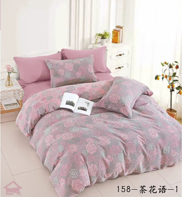 Rosa y gris diseño Europen Jacquard Set de ropa de cama de algodón cubierta de edredón