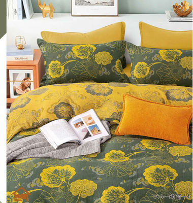 Amarillo y verde Europa Jacquard Cotton Camas de cama artículos para el hogar tamaño personalizado