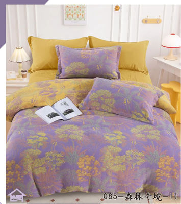 Color de algodón puro Tejido cubierta de edredón sábana de cama almohada estuche sábana ajustada