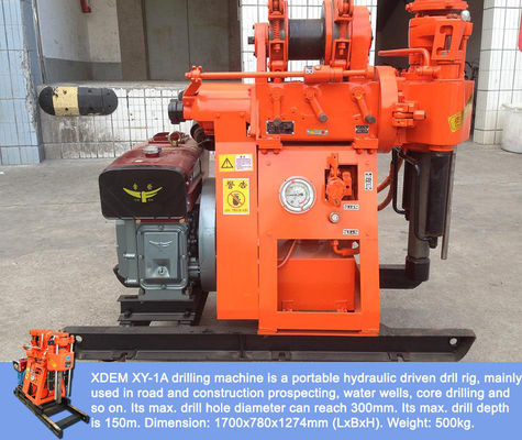 Plataforma de perforación de exploración geológica portátil XY-1A-4H Máquina de extracción de muestras de roca con alimentación hidráulica de 150 m Bomba de lodo integrada con motor diesel para estudio de construcción en montañas y llanuras