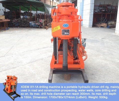 Plataforma de perforación de exploración geológica portátil XY-1A-4H Máquina de extracción de muestras de roca con alimentación hidráulica de 150 m Bomba de lodo integrada con motor diesel para estudio de construcción en montañas y llanuras