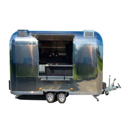Remolque móvil de acero inoxidable vintage personalizado para comida, cafetería, helado, comida rápida, catering